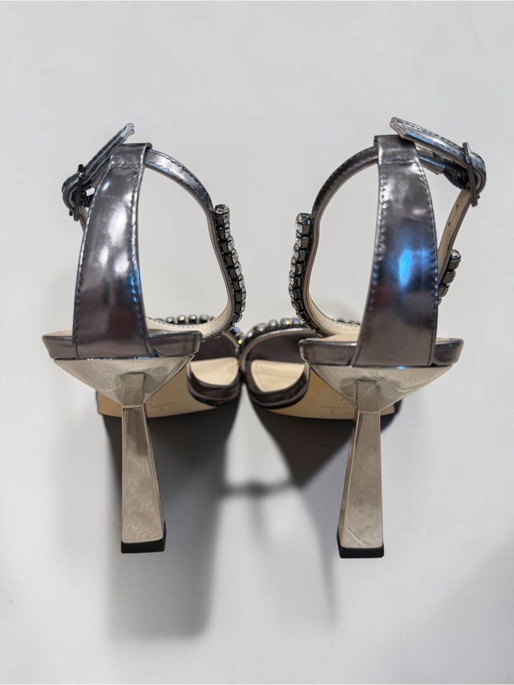 Marc Fisher Metallic Pewter Gem-Embellished Ankle-Strap Sandal - Picture 14 of 15